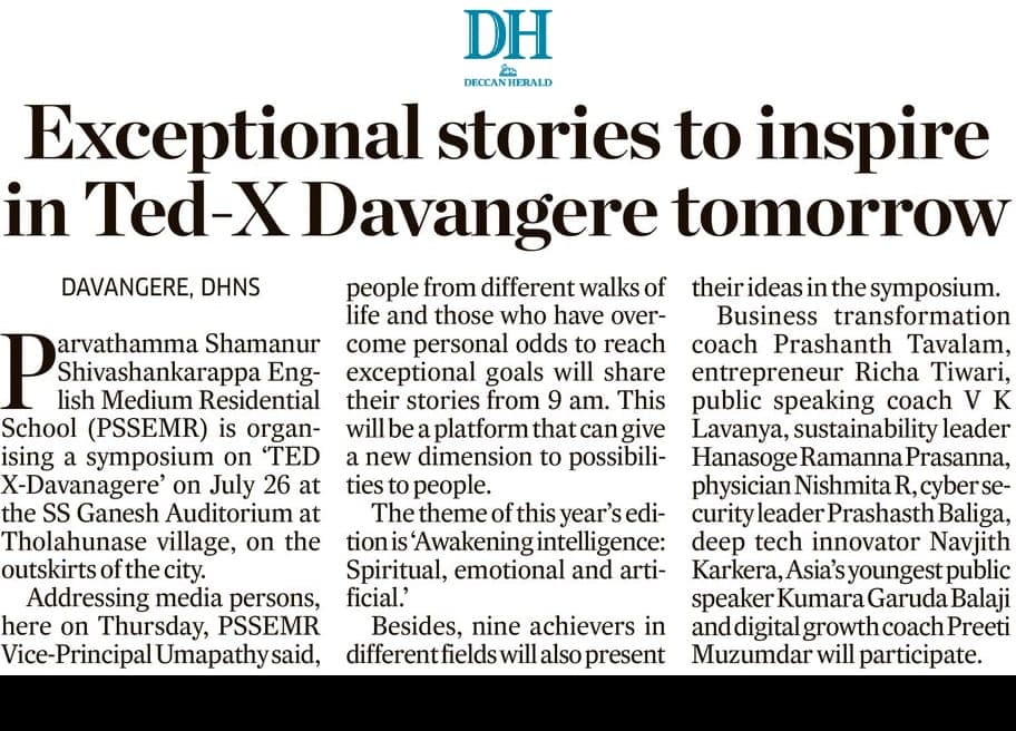 Deccan Herald - Tedx Davangere